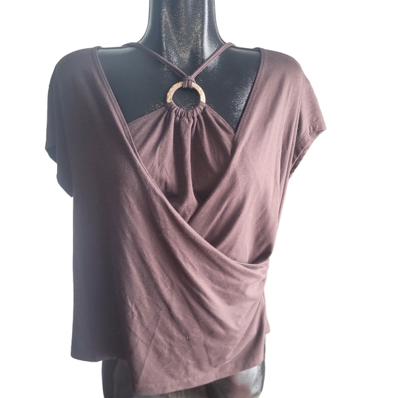 Picadilly Fashion Tops - Picadilly Brown Short Sleeve Top Size 16